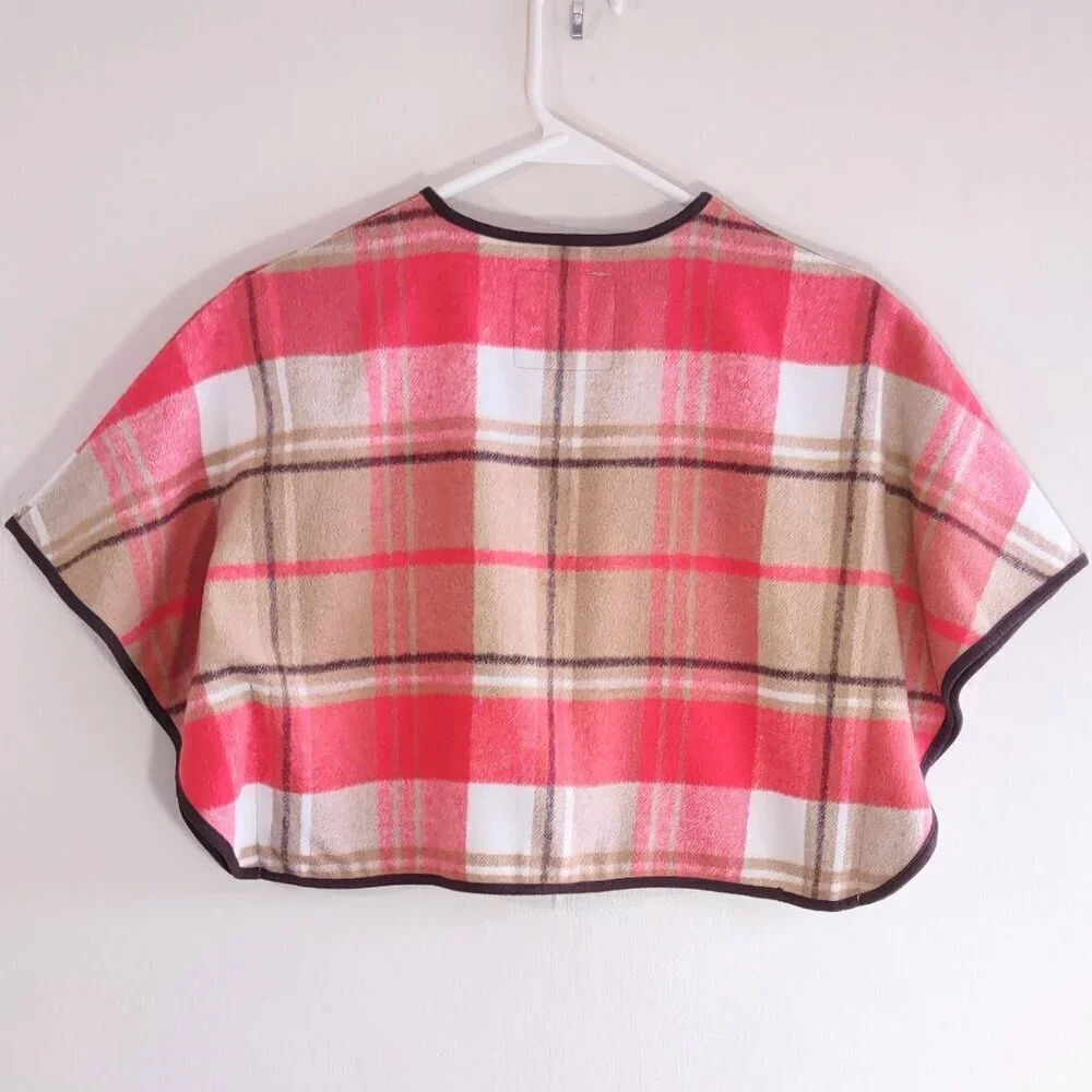Janie and Jack Girl's Plaid Cape w/ Pockets  Lightweight Outerwear  Size 3/4